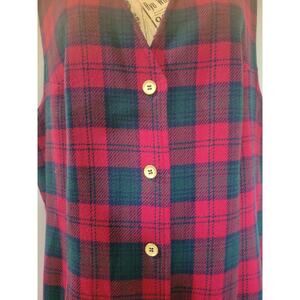 Pendleton New Wool Red Plaid Dress Size 16 Gold Buttons Sleeveless